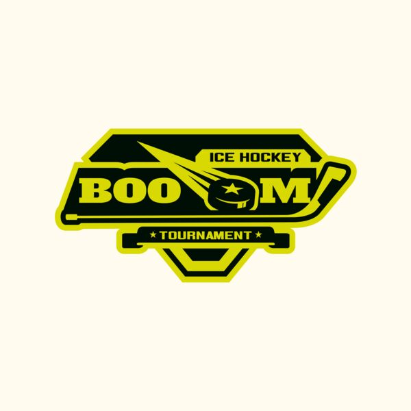 Boom Ice Hockey Tournament logo template Thumbnail